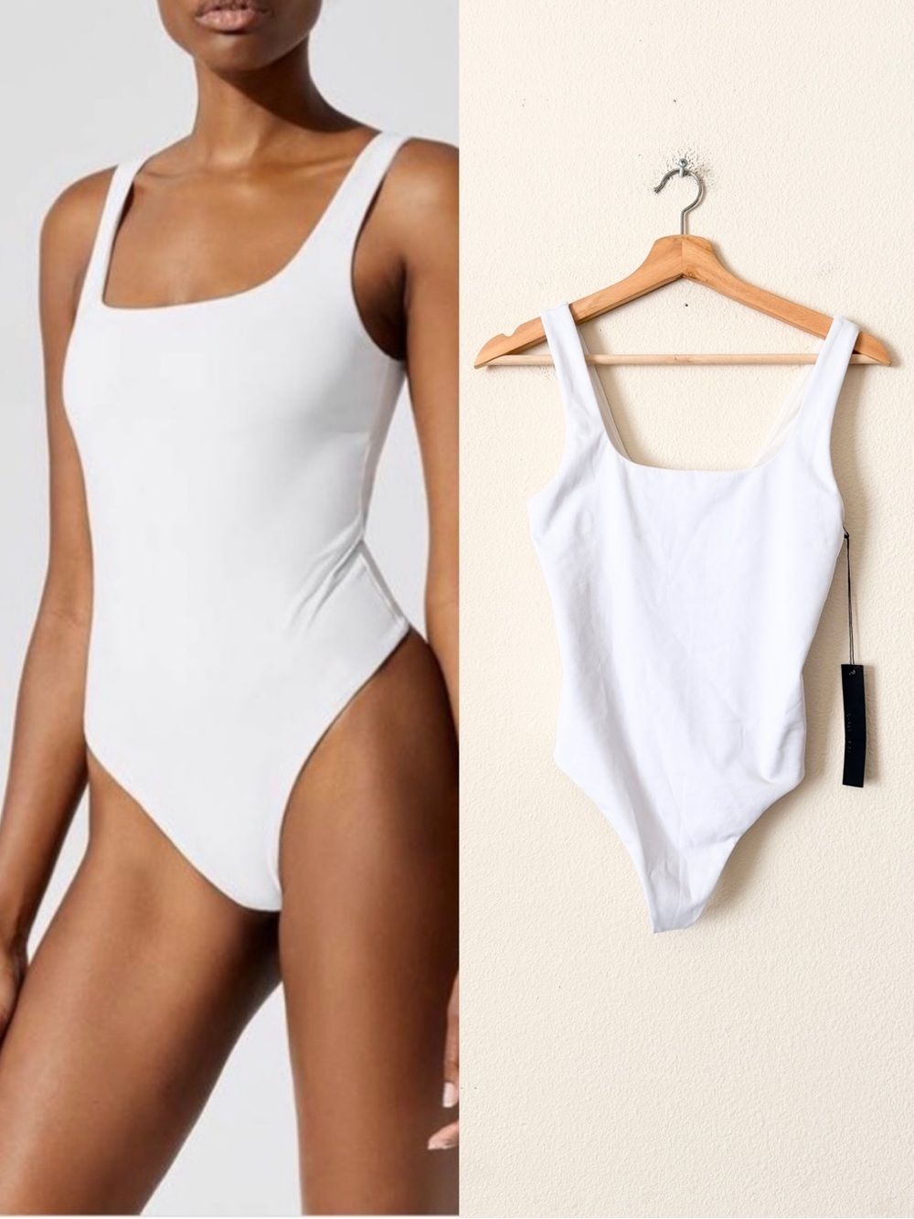 NWT Carbon38 MEDIUM white strappy back sleeveless bodysuit